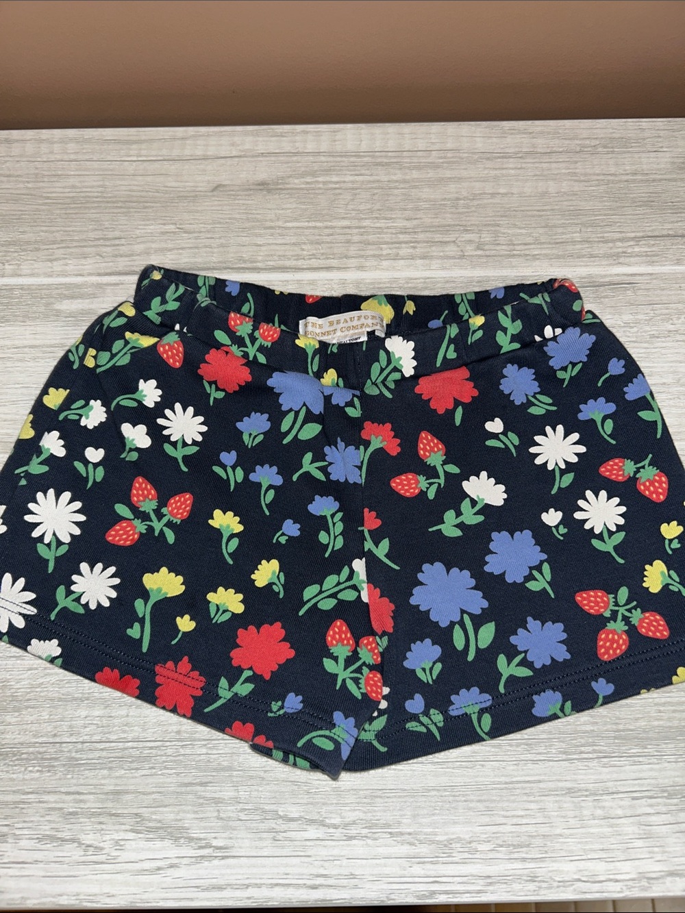 TBBC Girls Navy Floral & Strawberry Print Shorts Size 3